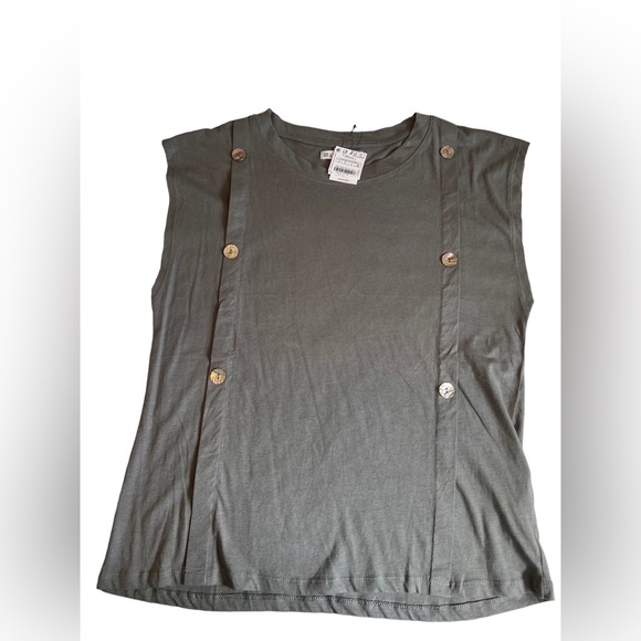 NWT ESFERA BASIC Women’s Top with Buttons Detail on the Front Size L Color Olive - Picture 4 of 6